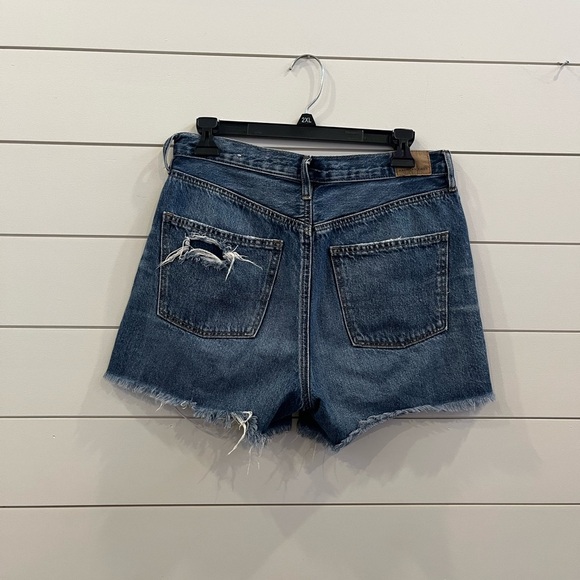 American Eagle Outfitters Blue Distressed Jean Shorts - Picture 2 of 4